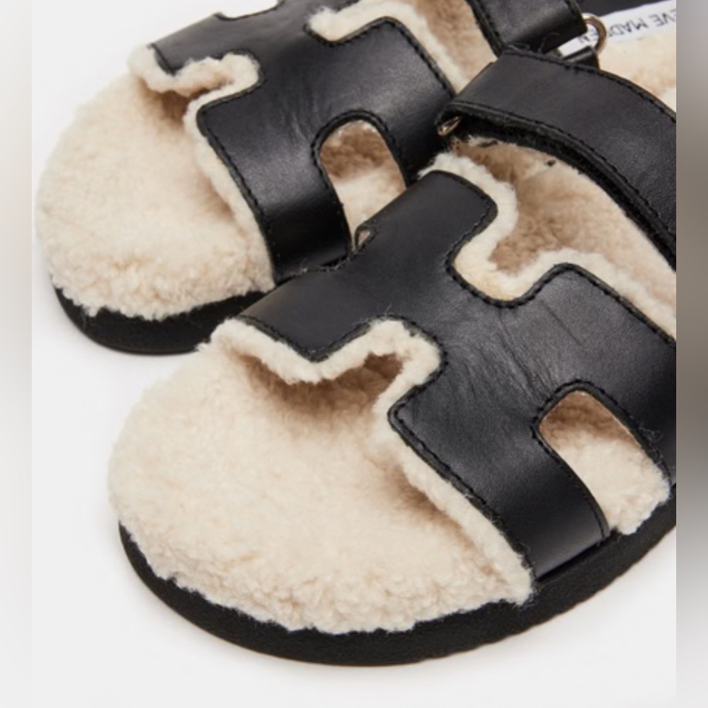 NWT Steve Madden MAYVEN FAUX FUR BLACK LEATHER - Picture 8 of 12